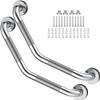 16 Inch Angled Grab Bar 2 Pack, ZUEXT Anti Slip Shower Grab Bar Handles,Chrome Stainless Steel Knurled Bathroom Balance Bar, Safety Hand Rail Support,Handicap Elderly Injury Senior Assist Bath Handle view 1