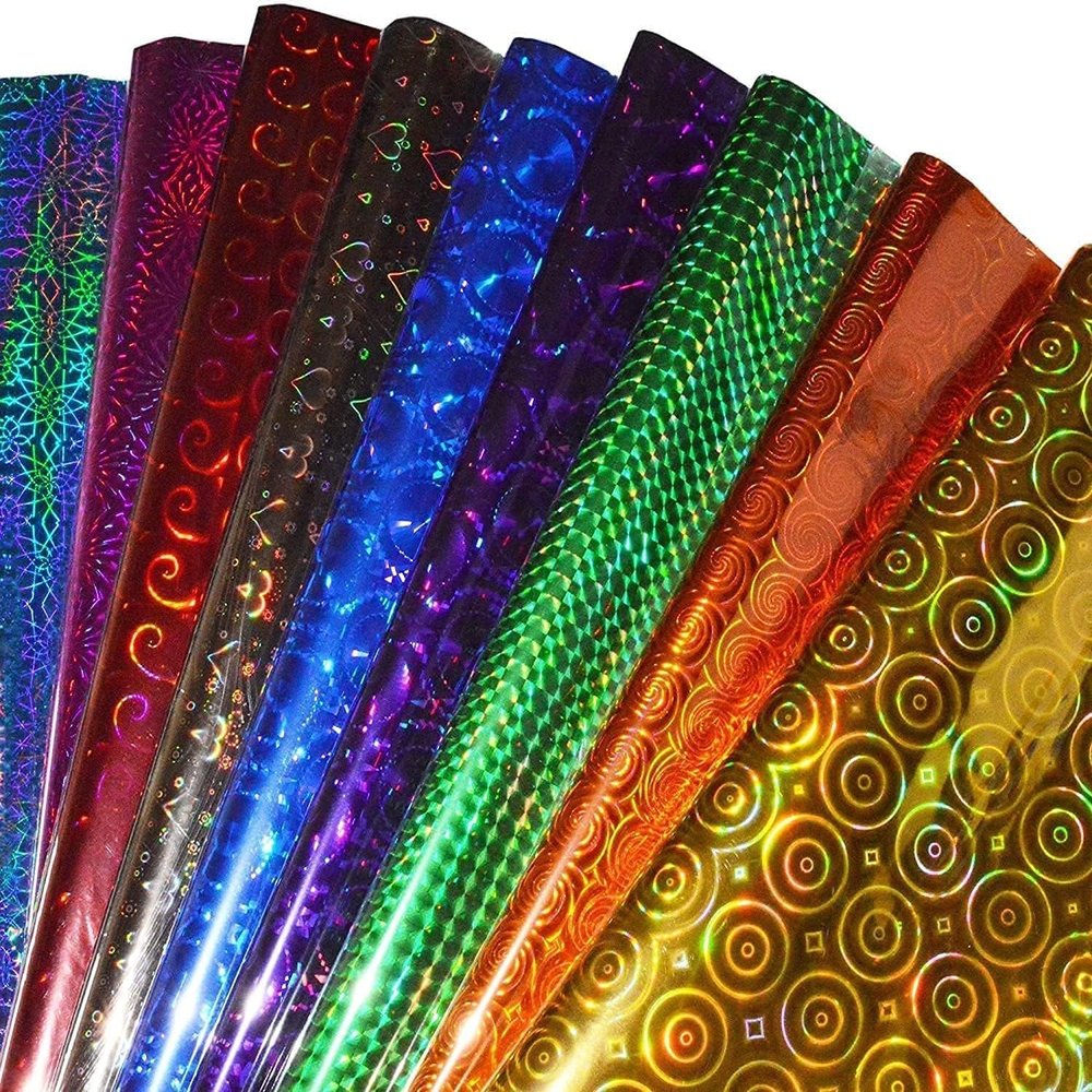 All Mart Beautiful Holographic Metallic Colour Paper Wrapping Sheets Especially for Gifts for Loved, (12-Sheets) (Multicolour)