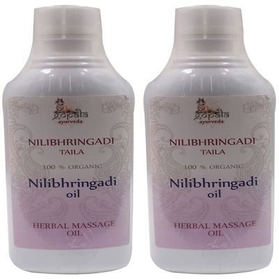 NILIBHRINGADI Hair Oil (2 x 500ml Bottles) USDA Certified Organic | Ayurvedic Scalp Massage Oil Made with Certified Organic Herbs by Gopala Ayurveda