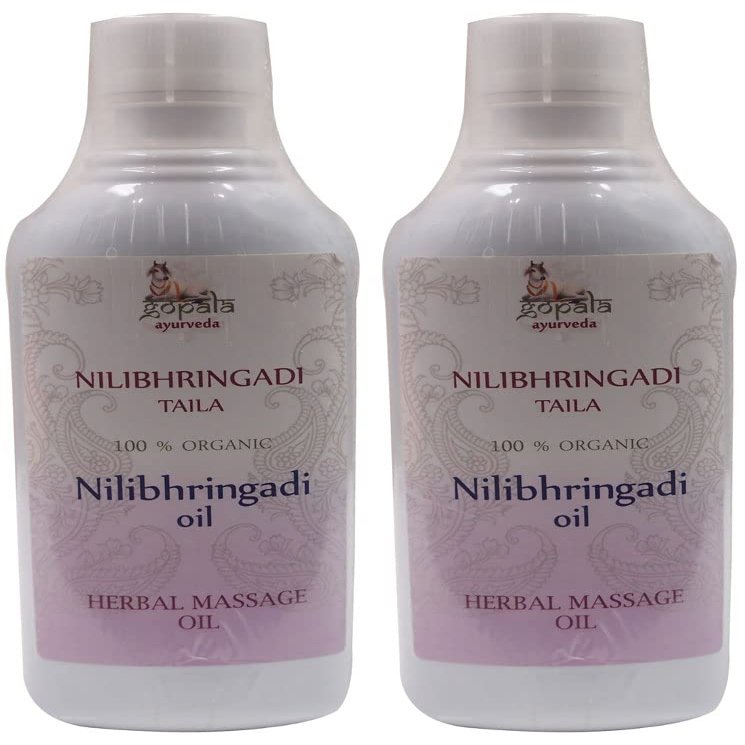 NILIBHRINGADI Hair Oil (2 x 500ml Bottles) USDA Certified Organic | Ayurvedic Scalp Massage Oil Made with Certified Organic Herbs by Gopala Ayurveda