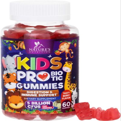 Probiotics for Kids 5 Billion CFU - Natural Immune Support & Digestive Health Supplement - Daily Children's Probiotic Gummy for Ages 4+ Vegan, Gluten, Soy & Dairy Free - Berry Flavored - 60 Gummies