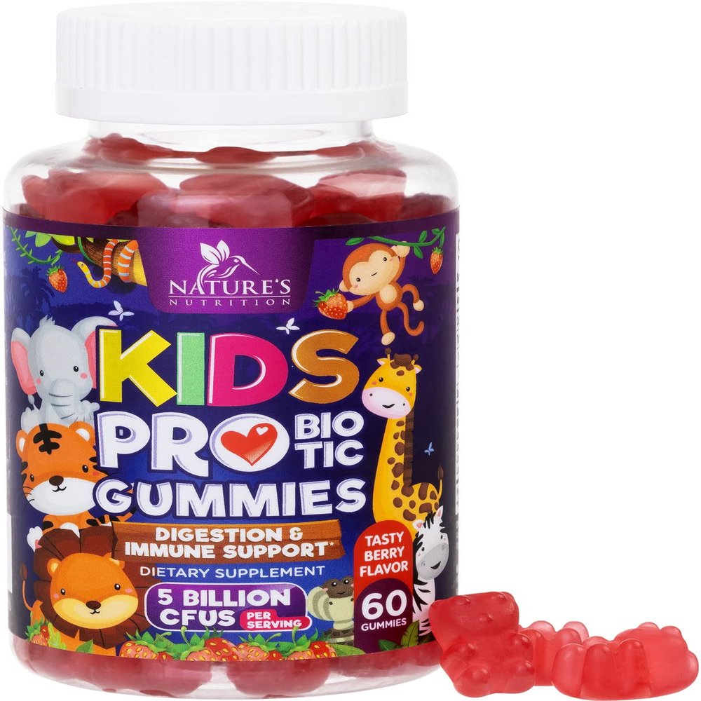 Probiotics for Kids 5 Billion CFU - Natural Immune Support & Digestive Health Supplement - Daily Children's Probiotic Gummy for Ages 4+ Vegan, Gluten, Soy & Dairy Free - Berry Flavored - 60 Gummies