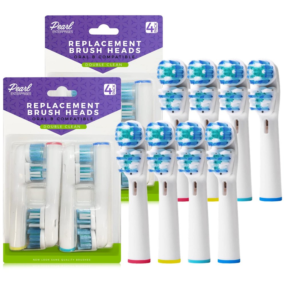Oral-B Compatible Replacement Toothbrush Heads Double Clean for Oralb Braun Electric Toothbrush Replacement Heads for Oral B Pro, 1000, 8000, 9000, Sonic, Adults, Kids, Vitality, Dual (8)