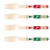 Perfect Stix Wooden Disposable Forks with Christmas Design. Pack of 50 Count. Colors are Red and Green. 6 Inch Printed Wooden Forks view 1