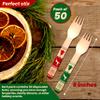 Perfect Stix Wooden Disposable Forks with Christmas Design. Pack of 50 Count. Colors are Red and Green. 6 Inch Printed Wooden Forks view 2