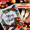 Perfect Stix Wooden Disposable Forks with Christmas Design. Pack of 50 Count. Colors are Red and Green. 6 Inch Printed Wooden Forks view 4