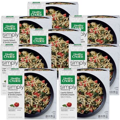 Healthy Choice Frozen Simply Organic Creamy Spinach and Tomato Linguini - Nothing Artificial - 230 Calories - Ready Set Gourmet Donate a Meal Program - 8 Pack (9oz Each)