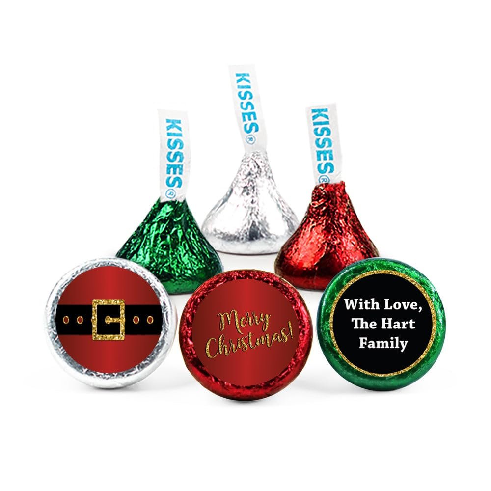 100ct Personalized Santa Candy Christmas Kisses with Photo (1 lb + 1 Sheet of Stickers) - Assembly Required