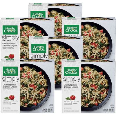Healthy Choice Frozen Simply Organic Creamy Spinach and Tomato Linguini - Nothing Artificial - 230 Calories - Ready Set Gourmet Donate a Meal Program - 6 Pack (9oz Each)