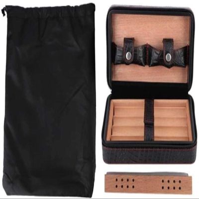 HongLianRiven Cigar Box Humidor Cigar Case Crocodile Grain Portable Travel Outdoor Humidor Case Cigar Holder Storage Box