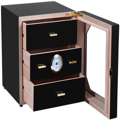 HongLianRiven Cigar Box Humidor Cigar Aficionado Glass Humidor Executive Edge Exotic Cedar Wood