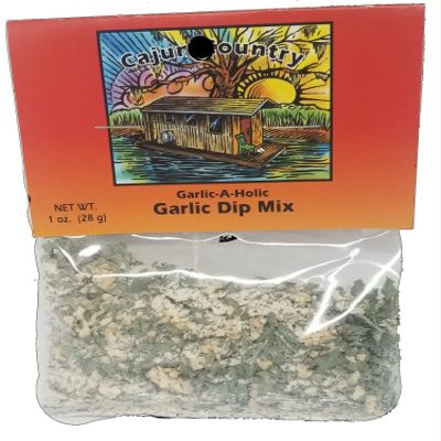 Cajun Country Garlic-A-Holic Garlic Dip Mix, 1 Ounce Packet (Seasons 2.5 Cups of Dip - Salt-Free, No MSG, All Natural Ingredients)