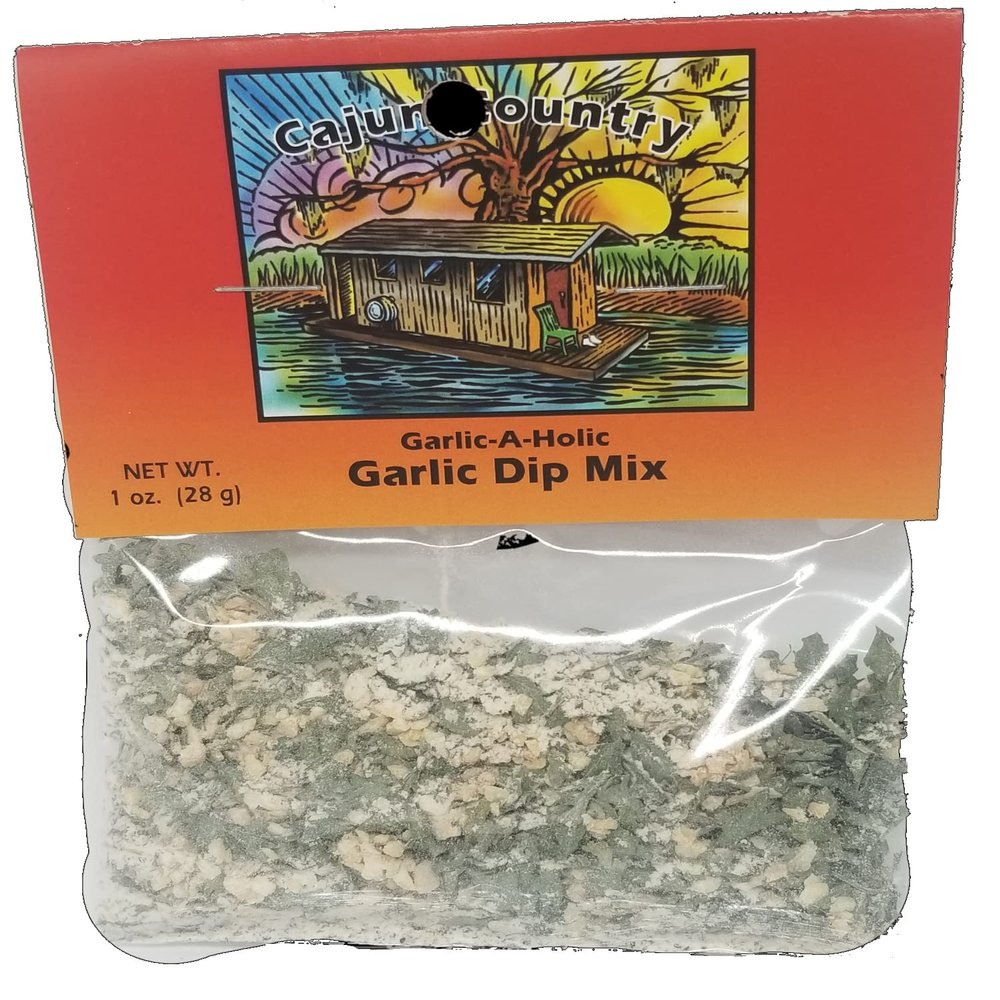 Cajun Country Garlic-A-Holic Garlic Dip Mix, 1 Ounce Packet (Seasons 2.5 Cups of Dip - Salt-Free, No MSG, All Natural Ingredients)