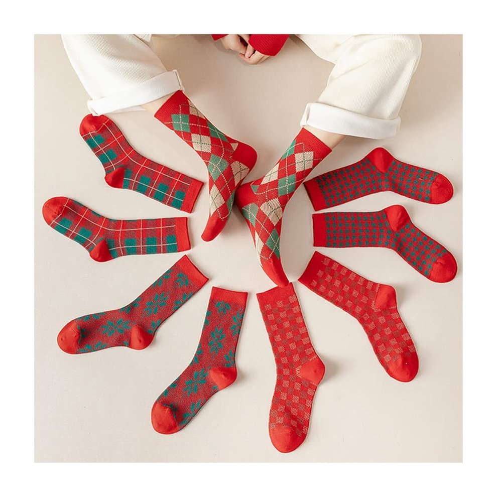 Chinese New Year Red Socks, 2020 Zodiac Year Cotton Women's Mid-Tube Socks, Spring Festival Gift Boxed Stockings, 5 Pair (Color : Red, Size : 34-39)