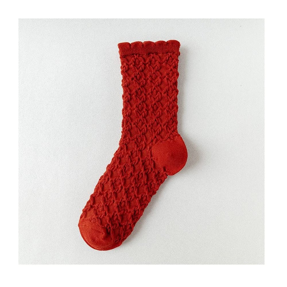 Chinese New Year Red Socks, Girl Cotton Socks with Three-Dimensional Patterns, 2 Pair, (Color : Style 5, Size : 36-40)