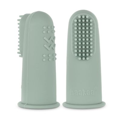 haakaa Silicone Baby Finger Toothbrush, Oral Care for Infants&Babies&Toddlers&Kids, Soft Food Grade Silicone, 0 Months+, 2 Pack, Pea Green