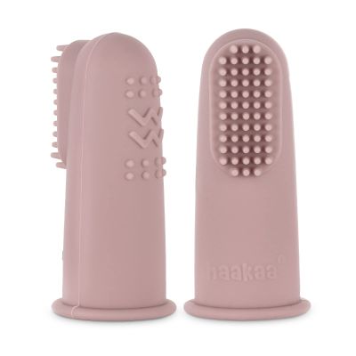 haakaa Silicone Baby Finger Toothbrush, Oral Care for Infants&Babies&Toddlers&Kids, Soft Food Grade Silicone, 0 Months+, 2 Pack, Blush