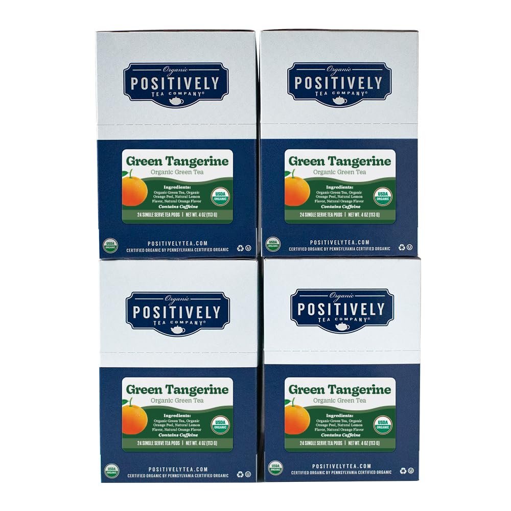 Organic Positively Tea Company, Green Tangerine Green Tea, K-Cup Compatible, 96 Pods