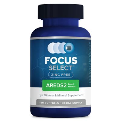 Focus Vitamins | Focus Select Zinc Free Formula | 180 Softgel Capsules | AREDS2 Based Formula | Eye Vitamin & Supplement | Easy to Swallow Pill