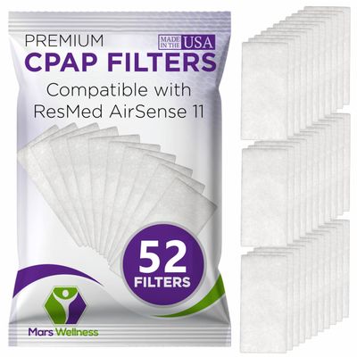 CPAP Filters Compatible with ResMed Airsense 11 Filters - Disposable Felt air Filter - 52 Pack 1 Year Supply - Made in The USA CPAP Filter Supplies Series Machines - by Mars Wellness