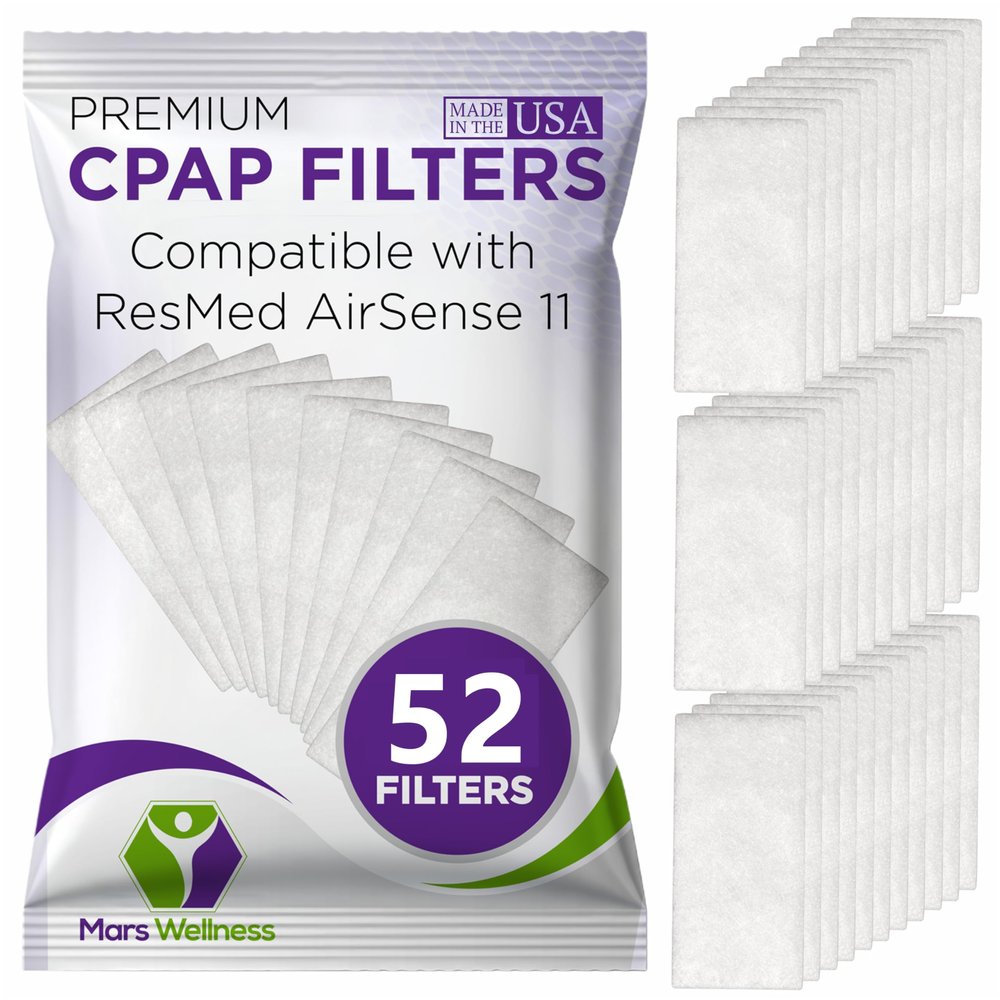 CPAP Filters Compatible with ResMed Airsense 11 Filters - Disposable Felt air Filter - 52 Pack 1 Year Supply - Made in The USA CPAP Filter Supplies Series Machines - by Mars Wellness
