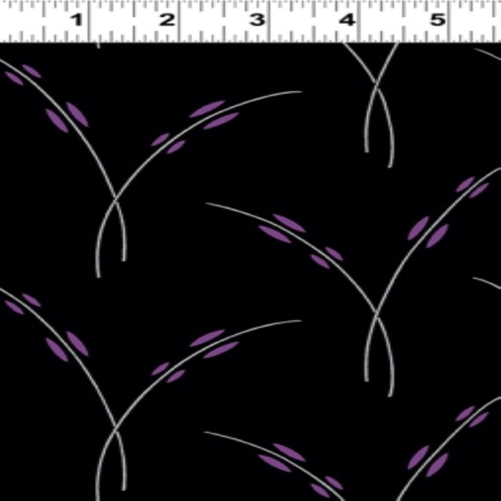 Clothworks Purple Reign Y3368 3 Black Rice Stem