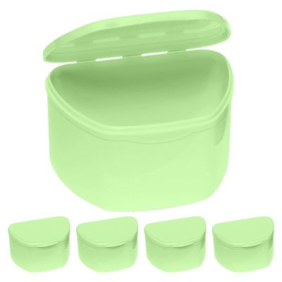Green 30 Bulk Pack Denture Cases, Dental Box For Artificial Teeth, Mouth Guard, Night Guard, Gum Shields, Retainers - Soaking & Cleaning Supplies For Travel, Storage Containers
