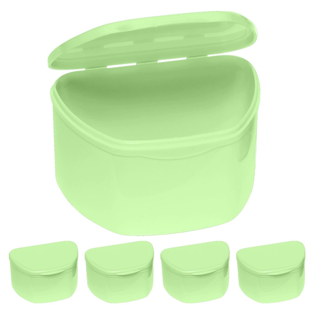Green 30 Bulk Pack Denture Cases, Dental Box For Artificial Teeth, Mouth Guard, Night Guard, Gum Shields, Retainers - Soaking & Cleaning Supplies For Travel, Storage Containers