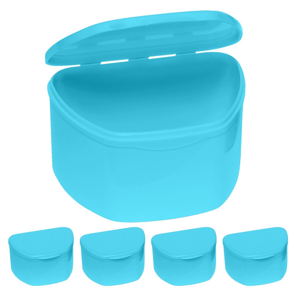 Blue 30 Bulk Pack Denture Cases, Dental Box For Artificial Teeth, Mouth Guard, Night Guard, Gum Shields, Retainers - Soaking & Cleaning Supplies For Travel, Storage Containers