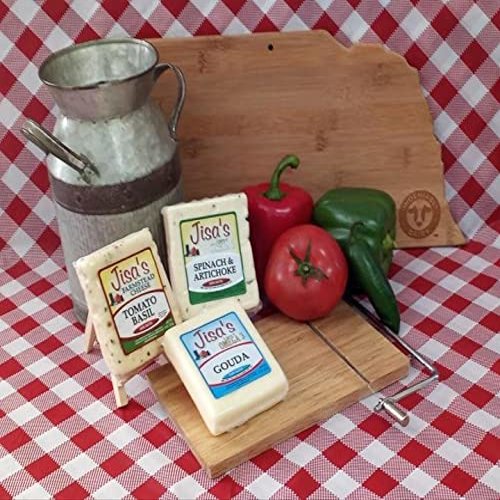Nebraska Farmstead Cheese Block 3 Piece Sampler | Tomato Basil, Gouda, Spinach & Artichoke | 8 oz Each | Crafted in Small Batches | Hand-Cut and Carefully Aged | Jisa's Farmstead Cheese