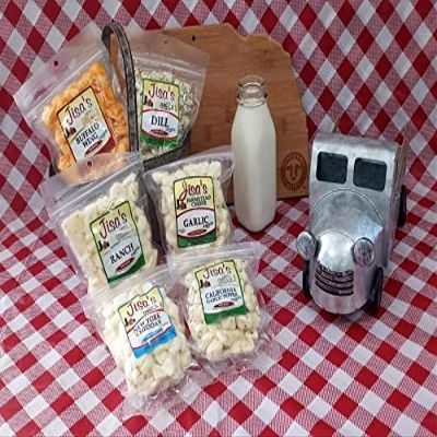 Nebraska Farmstead Cheese Nuggets 6 Piece Sampler | Buffalo Wing, Dill, Ranch, Garlic, NY Cheddar, CA Garlic Pepper | 8 oz Each | Crafted in Small Batches | Hand-Cut& Aged | Jisa's Farmstead Cheese
