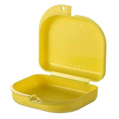 AKOAK 2 Pcs Oral Protection Storage Case, Denture Storage Case, with Vent Hole, Suitable for Office, Travel, Home - Light and Small, Snap-Tight Retainer Holds (yellow)