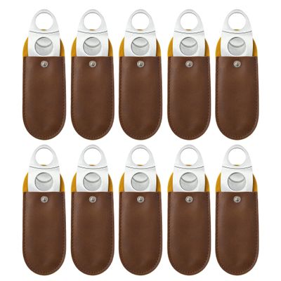 Cigar Cutter Guillotine with Leather Pouch Perfect Clippers Accessories for Men 10 Packs