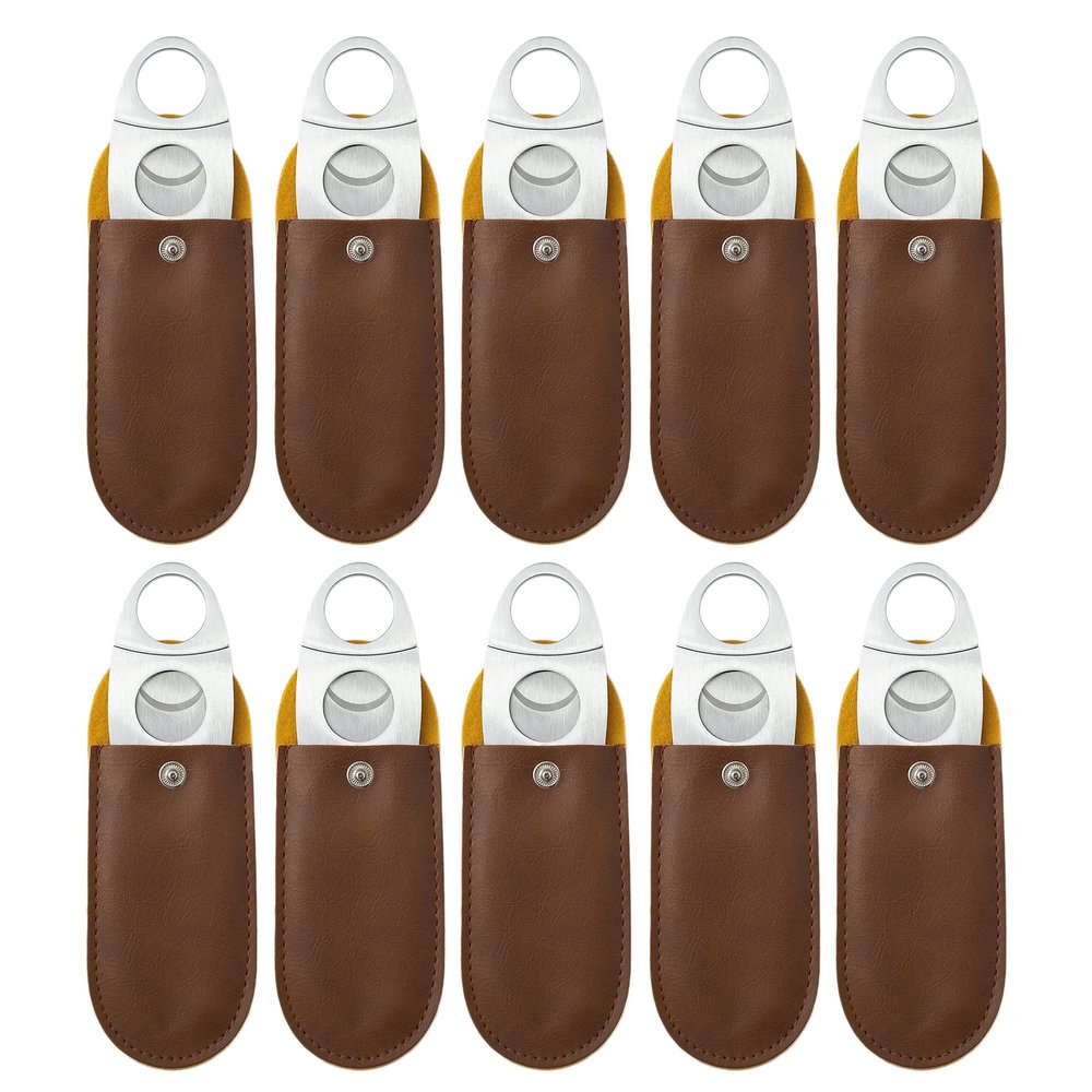Cigar Cutter Guillotine with Leather Pouch Perfect Clippers Accessories for Men 10 Packs