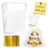 Labeol Cellophane Bags 450Pcs 4X6 Treat Bags with Ties Goodie Bag Clear Plastic Bag for Packaging Party Favor Gift Cookie Candy Bakery Christmas Valentines Day Easter Cellophane Wrap view 1