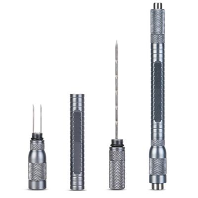 HAWAN Cigar Punch 4 in 1 Multitool Dual Size Punch with Draw Enhancer Cutter and Twin Nubber (Color: Gray)