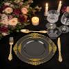 Nervure 100PCS Black Gold Plastic Plates - 7.5 inch Black Plastic Plates with Gold Rim - Disposable Dessert Plates for Wedding & Party view 2