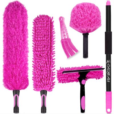 CALBEAU 15 Foot Dusters for Cleaning, Duster with Extension Pole 7-15ft, Microfiber Feather Duster Used for Cleaning Ceiling Fan, High Window, Blinds, Shutters, Sofa, Cobweb Duster for Home (12 PCS)