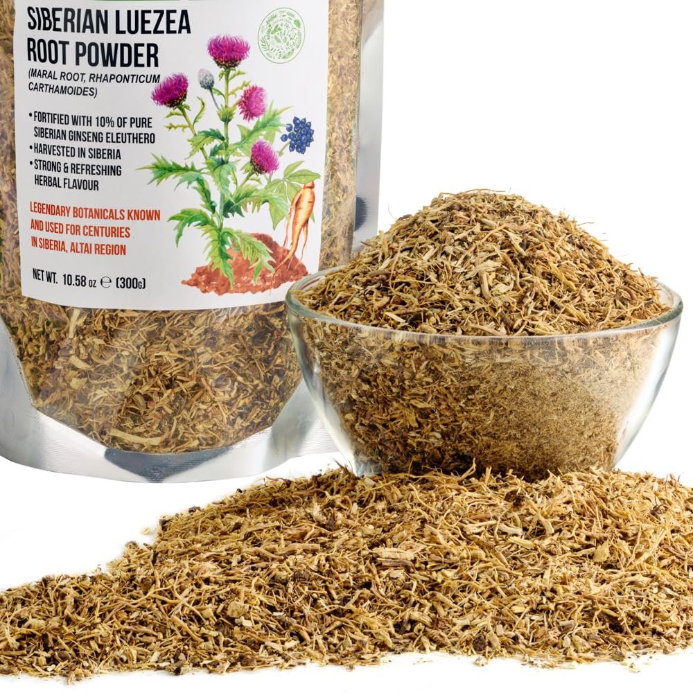 Siberian Green Maral Root Tea Loose Powder 300g (10.58oz) with Ginseng Eleuthero Wild Harvested Leuzea Rhaponticum carthamoides from Altai