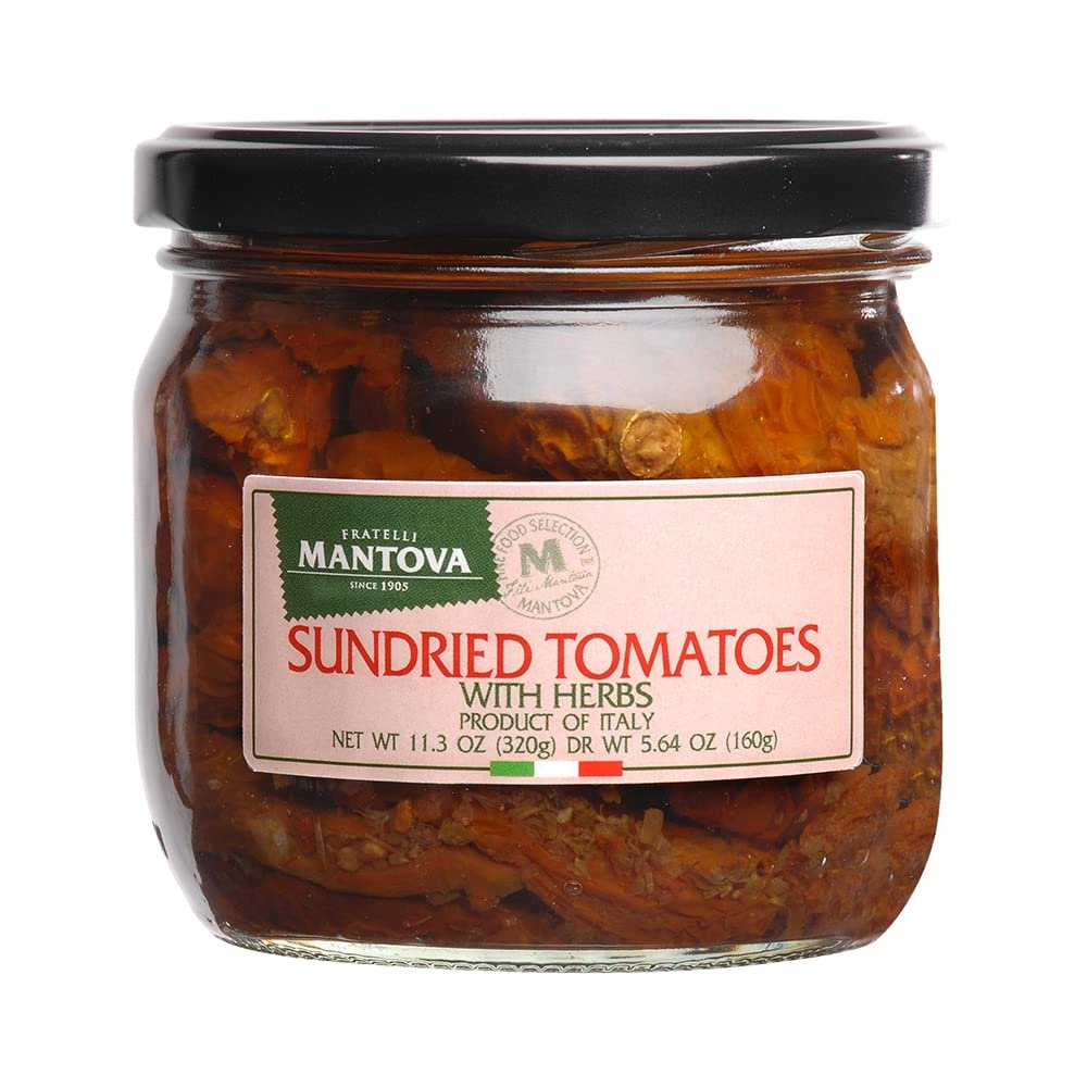 Mantova Sun-Dried Tomatoes, 11.3 oz. (Pack of 2), Product of Italy, All-Natural, Sun-Dried Tomatoes, Vegan-Friendly, Non-GMO, No Artificial Coloring, Flavoring, or Preservatives