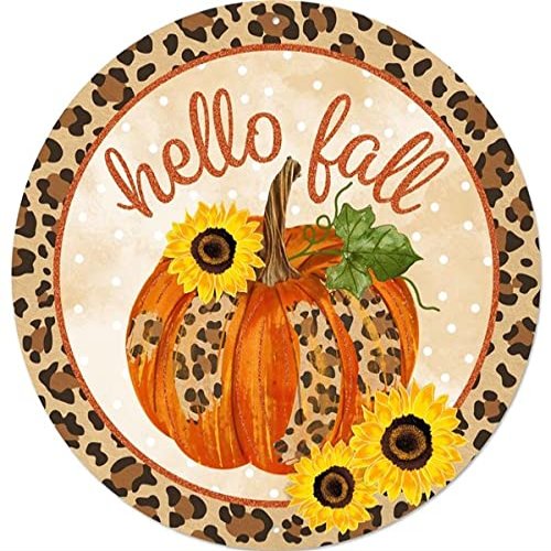 12"Dia Hello Fall W/Pumpkin/Sunflower