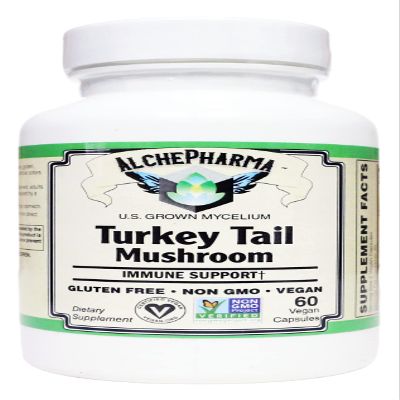AlchePharma Turkey Tail Mushroom (Organic Trametes Versicolor) 40% polysaccharides Vegan (60 Vcaps)