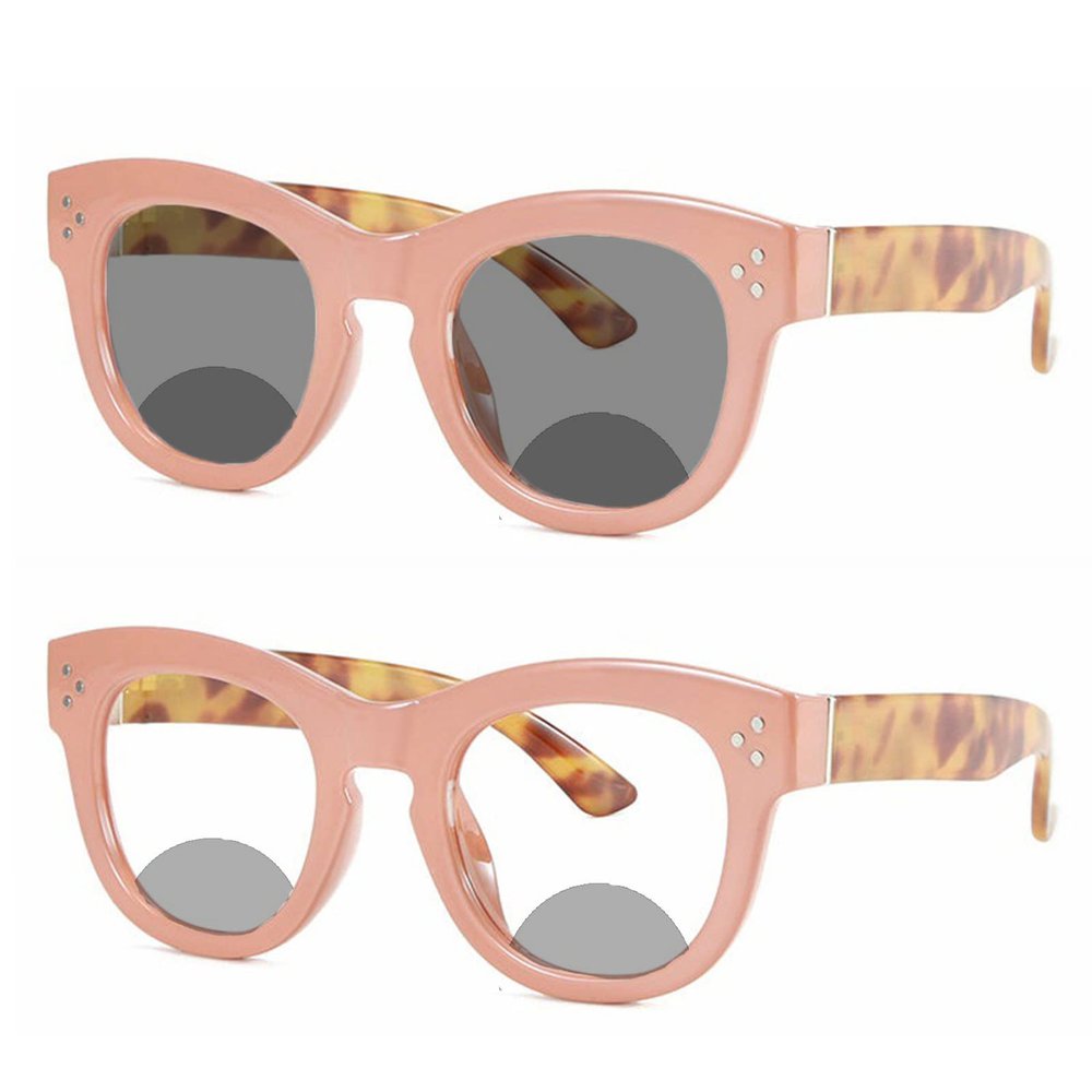 Oversized Square Transition Photochromic Bifocal Reading Glasses For Women men Magnifier Presbyopia Sunglasses Readers (pink, 225 magnification)