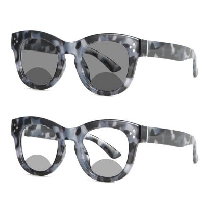 Oversized Square Transition Photochromic Bifocal Reading Glasses For Women men Magnifier Presbyopia Sunglasses Readers (blue, 150 magnification)