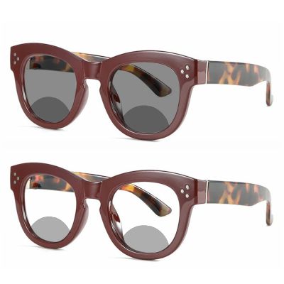 Oversized Square Transition Photochromic Bifocal Reading Glasses For Women men Magnifier Presbyopia Sunglasses Readers (red, 350 magnification)
