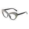 Oversized Womens Cat Eye Rhinestones Transition Photochromic Progressive Bifocal Reading Glasses Sunglasses (black, 225 magnification) view 3