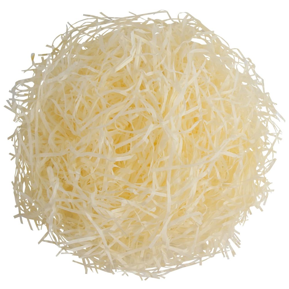 DIYASY Milk White Shredded Paper,7 Oz Raffia Grass Crinkle Cut Paper for Easter Basket Filler and Gift Box Packaging Decoration