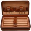 HongLianRiven Cigar Box Humidor Cigar Case Holder Zipper Leather Wood Storage Humidor Box Not Include Cigar Cutter and Lighter (Color : Brown) view 1