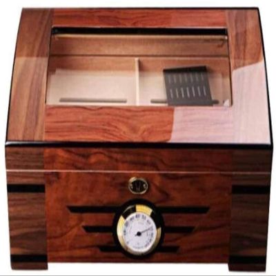 HongLianRiven Cigar Box Humidor Cigar Box, Portable Travel Cigar Humidor, Visible Sunroof Humidor, with Hygrometer Table