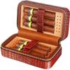 HongLianRiven Cigar Box Humidor Cigar Case Travel Genuine Leather Humidor, Cedar Wood Lined with Humidifier and Removable Trays view 1